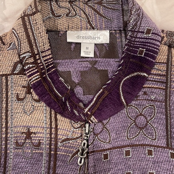 Dress Barn Purple Tapestry Zip Front Jacket - Picture 5 of 7